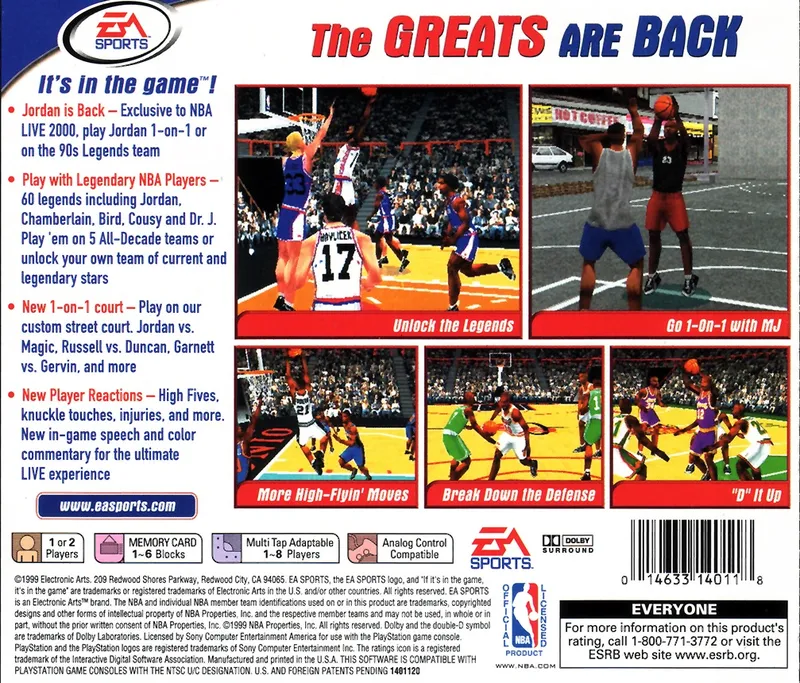 NBA Live 2000 box back