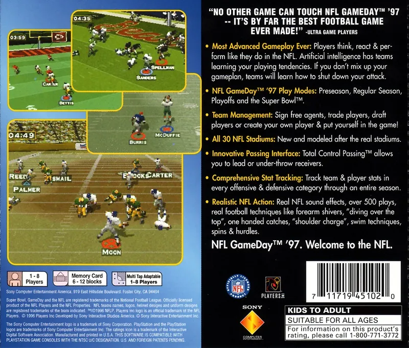 NFL GameDay 97 box back