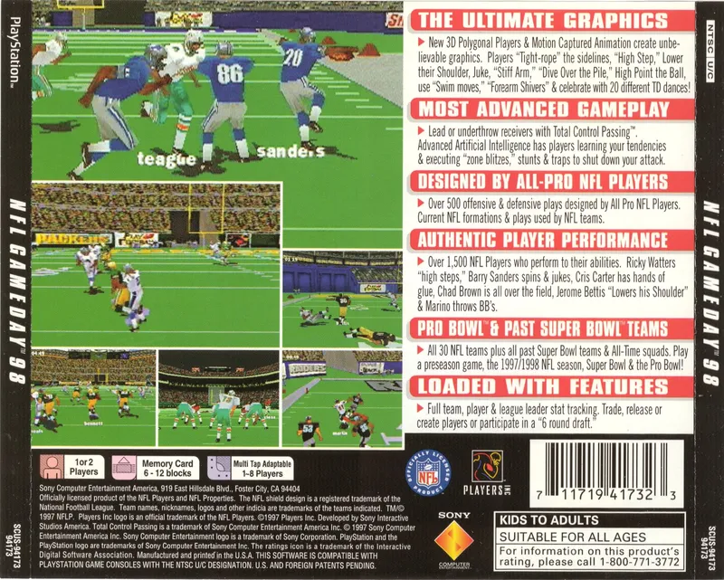 NFL GameDay 98 box back