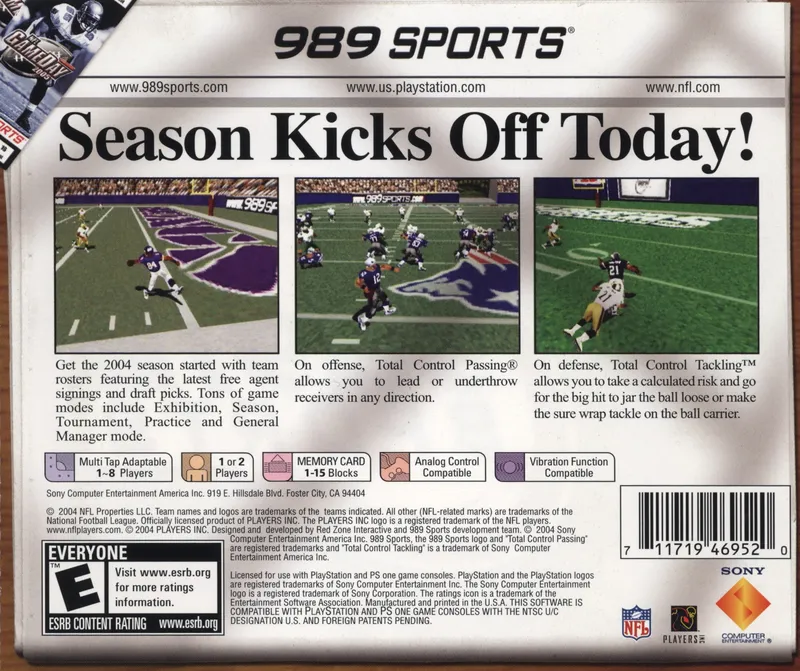 NFL GameDay 2005 box back