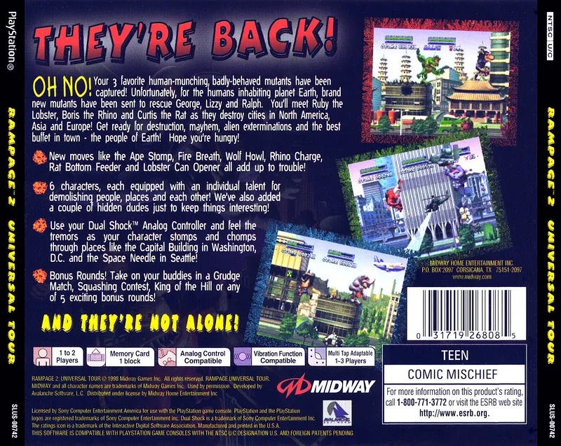 Rampage 2: Universal Tour box back