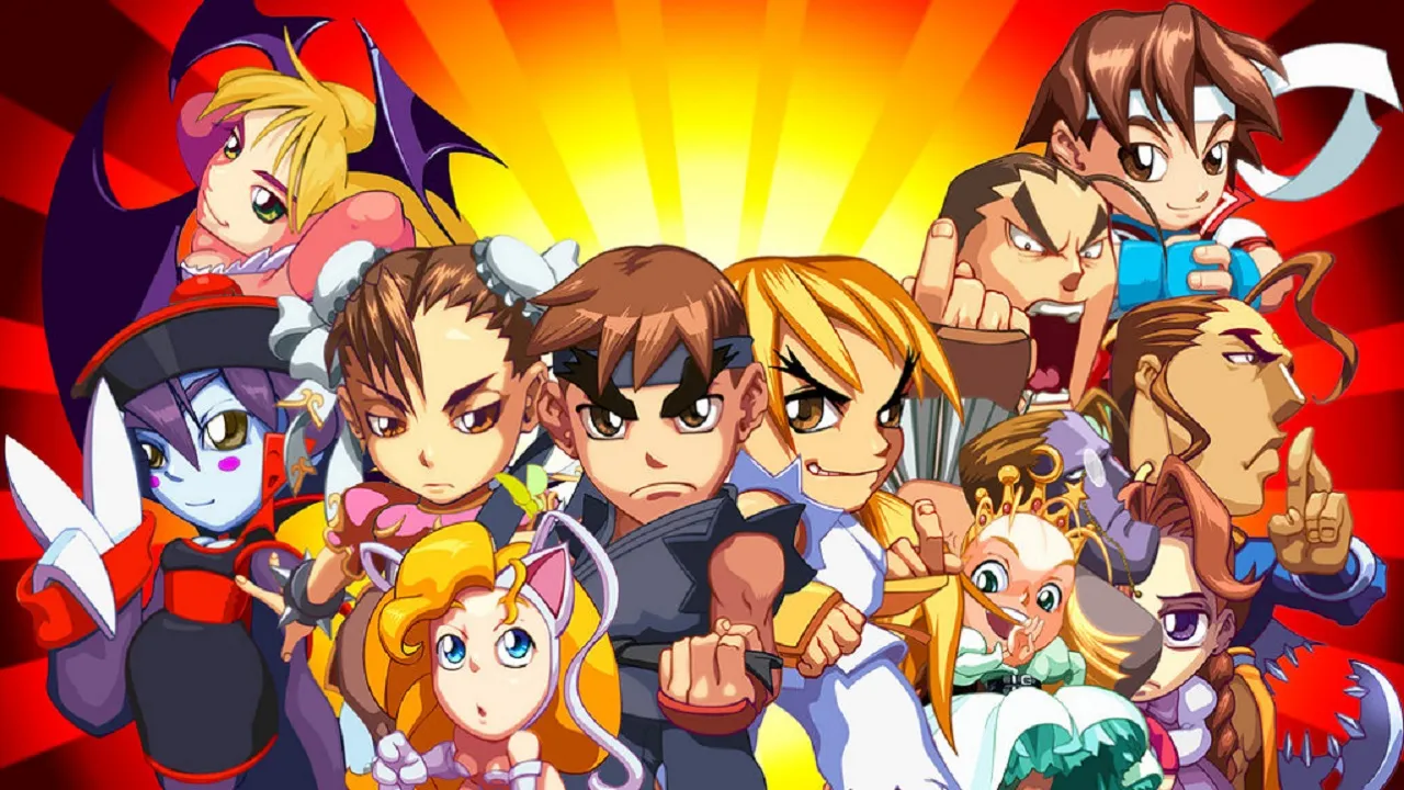 Backdrop artwork for Super Puzzle Fighter II Turbo