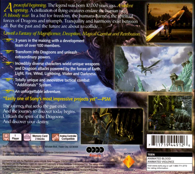 The Legend of Dragoon box back