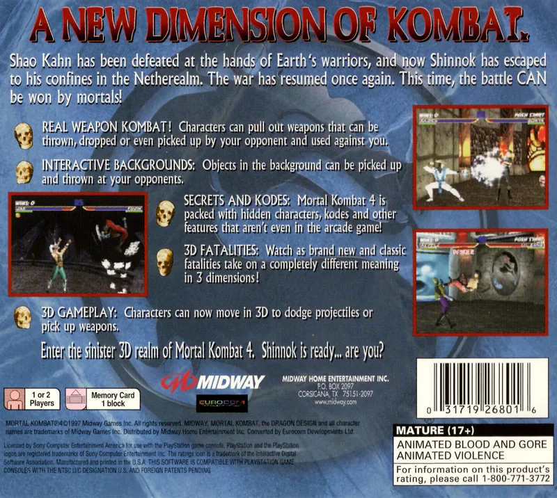 Mortal Kombat 4 box back