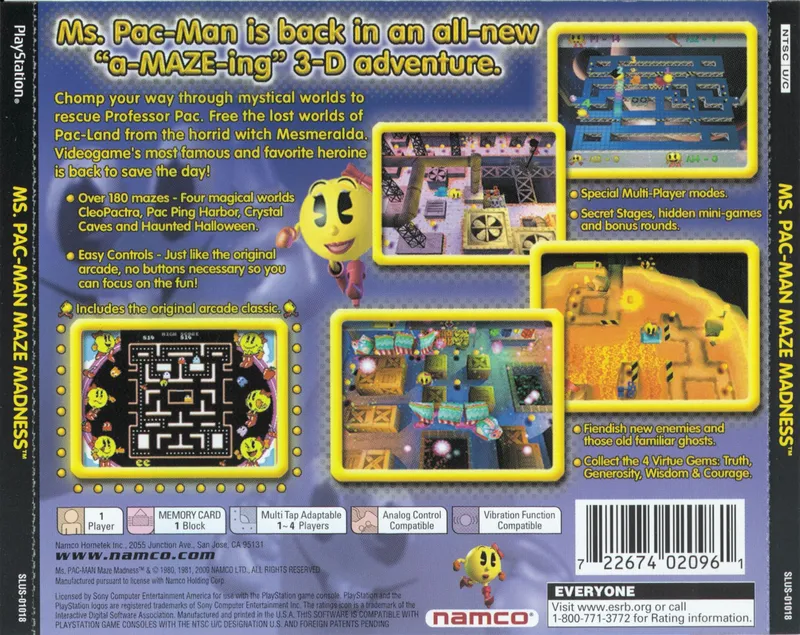 Ms. Pac-Man Maze Madness box back