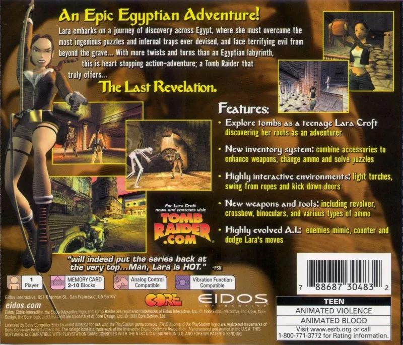 Tomb Raider: The Last Revelation box back