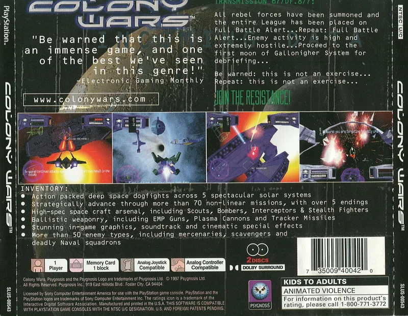 Colony Wars box back