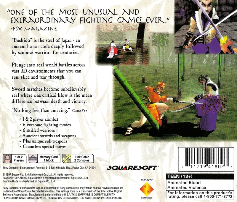 Bushido Blade box back