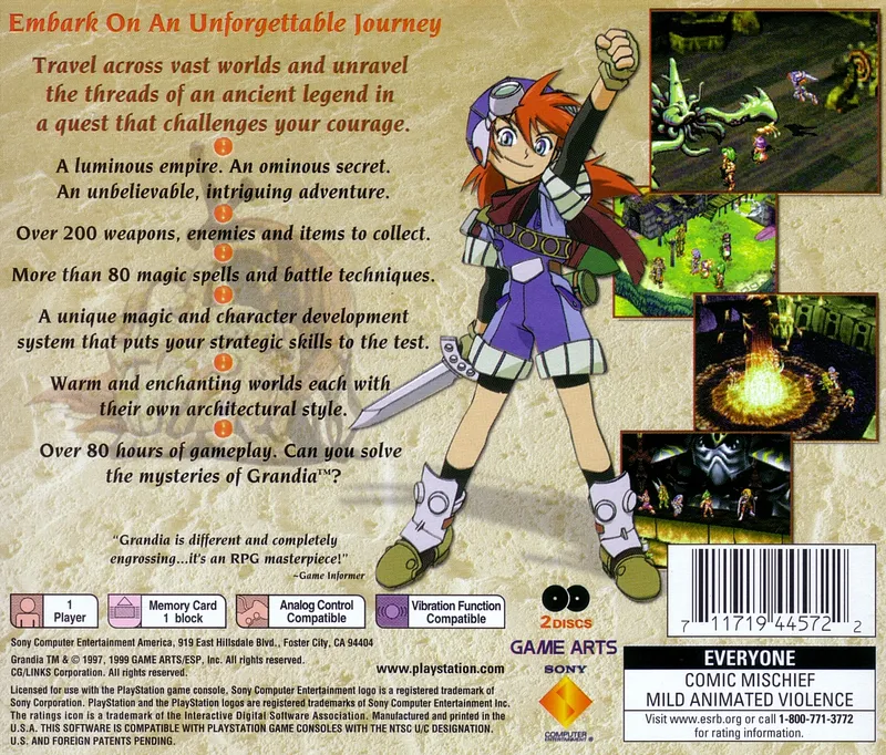 Grandia box back