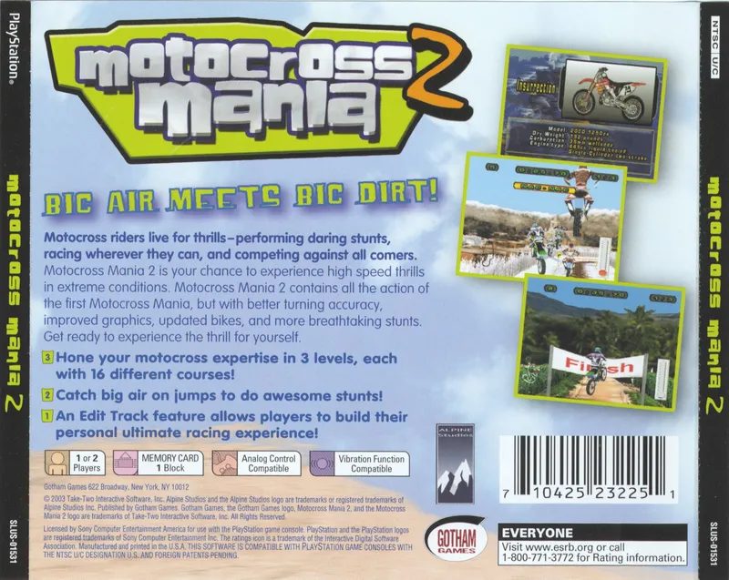 Motocross Mania 2 box back