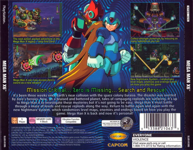 Mega Man X6 box back