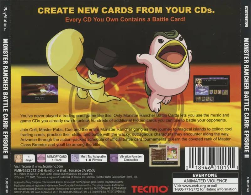 Monster Rancher Battle Card: Episode II box back