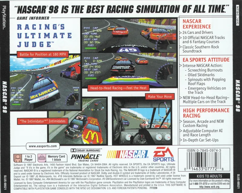 NASCAR 98 box back