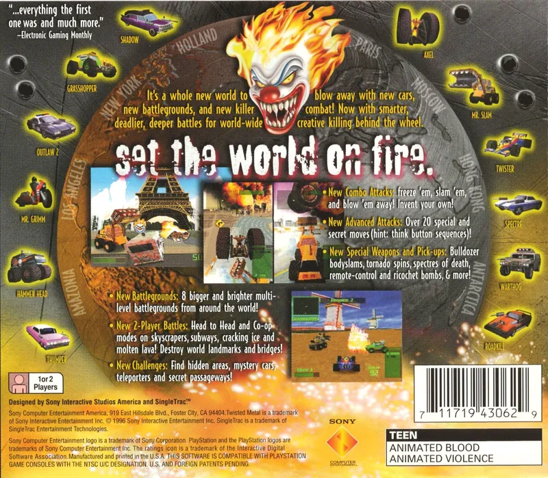 Twisted Metal 2 box back