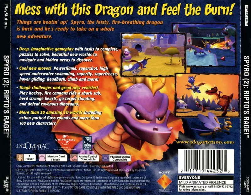 Spyro 2: Ripto's Rage! box back