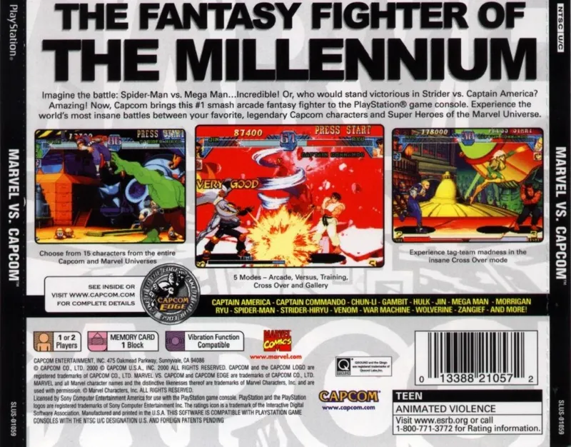 Marvel vs. Capcom: Clash of Super Heroes box back