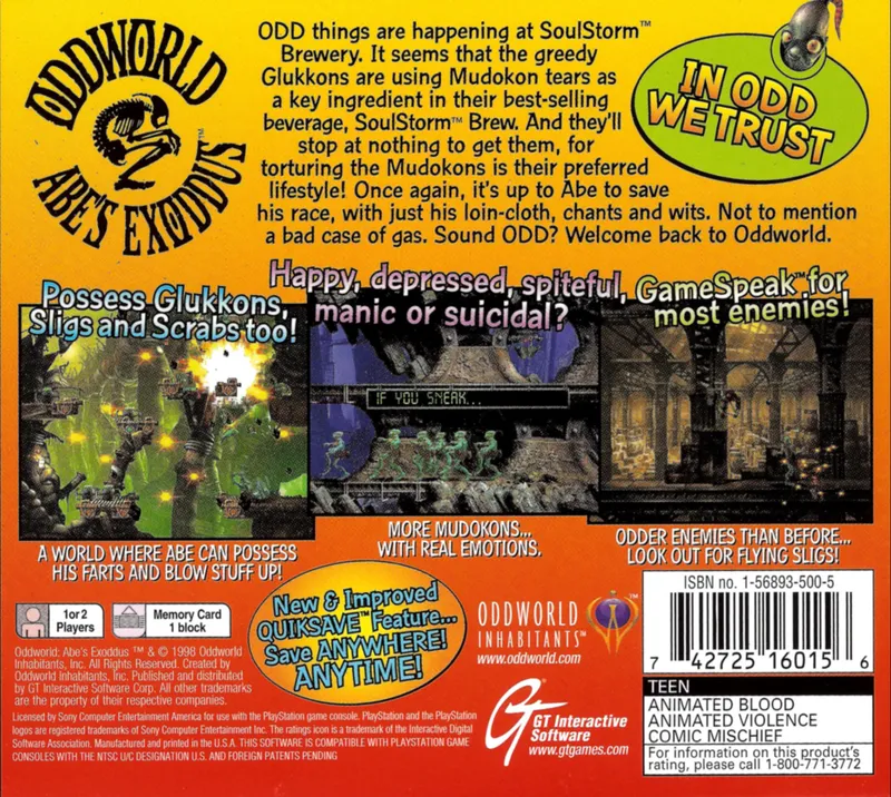 Oddworld: Abe's Exoddus box back