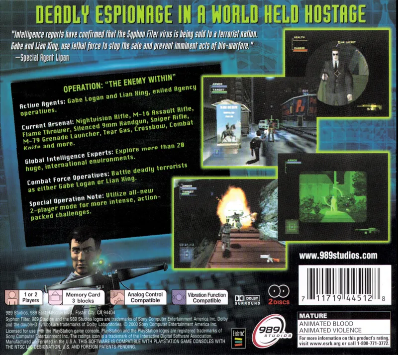 Syphon Filter 2 box back