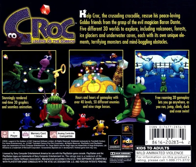 Croc: Legend of the Gobbos box back