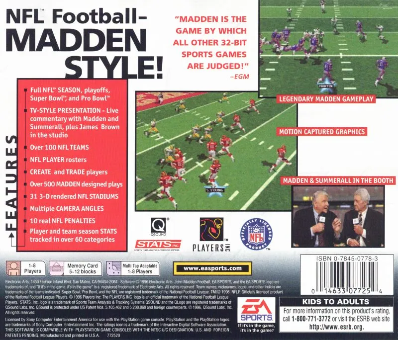 Madden NFL 97 box back