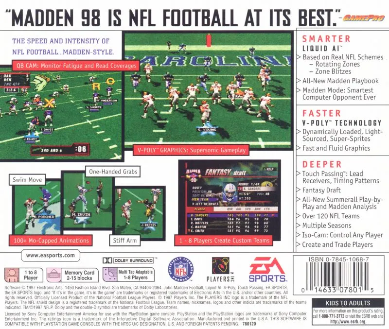 Madden NFL 98 box back