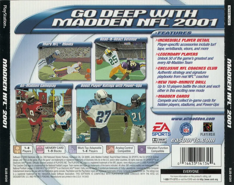Madden NFL 2001 box back