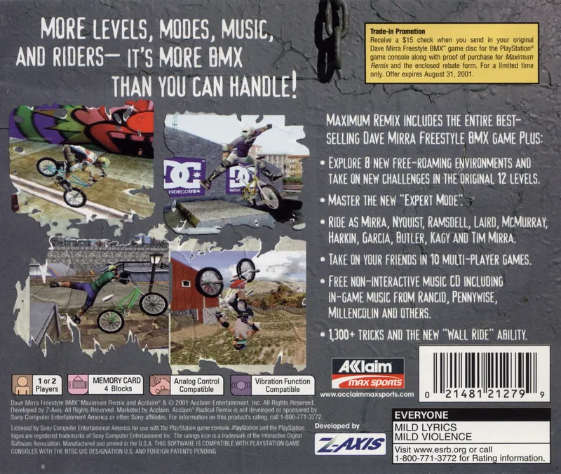 Dave Mirra Freestyle BMX: Maximum Remix box back