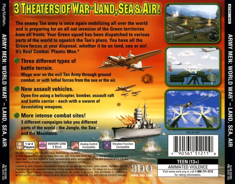 Army Men: World War: Land, Sea, Air box back