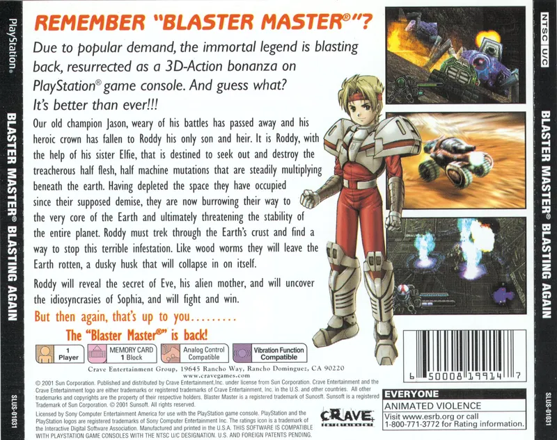 Blaster Master: Blasting Again box back