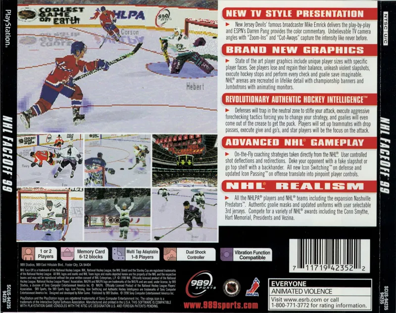 NHL FaceOff 99 box back