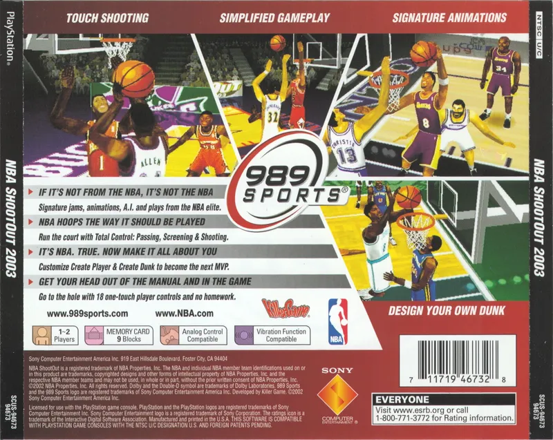 NBA ShootOut 2003 box back