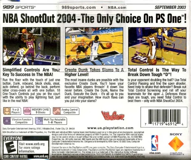 NBA ShootOut 2004 box back