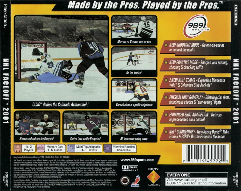 NHL FaceOff 2001 box back