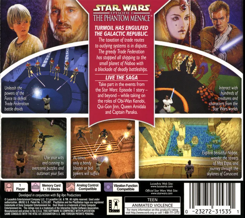 Star Wars: Episode I: The Phantom Menace box back