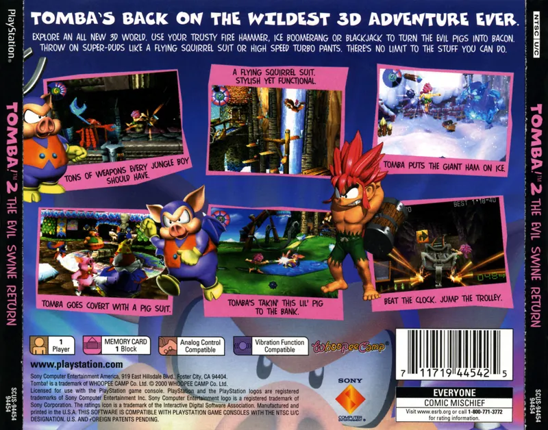 Tomba! 2: The Evil Swine Return box back