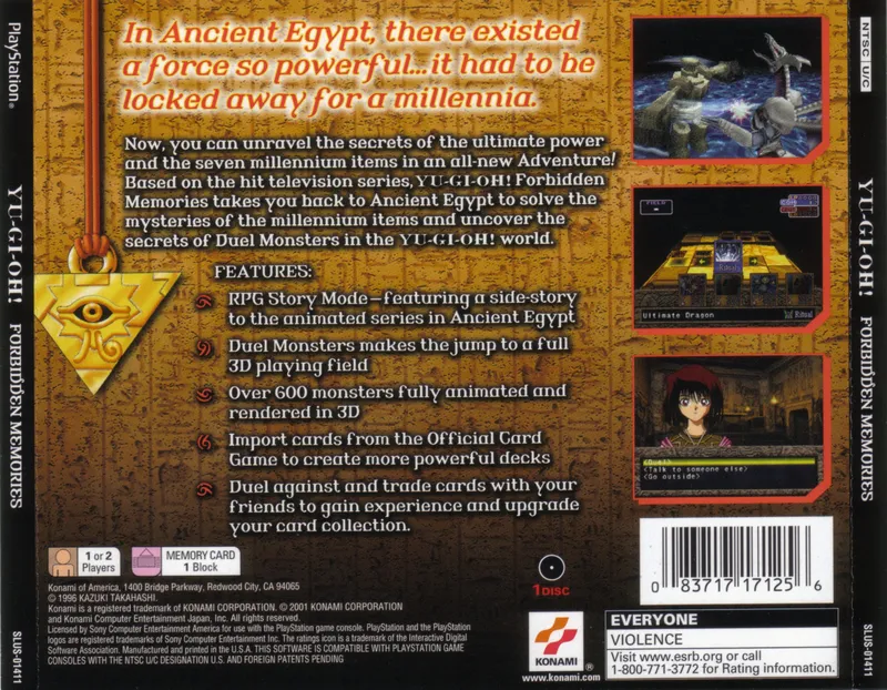 Yu-Gi-Oh! Forbidden Memories box back