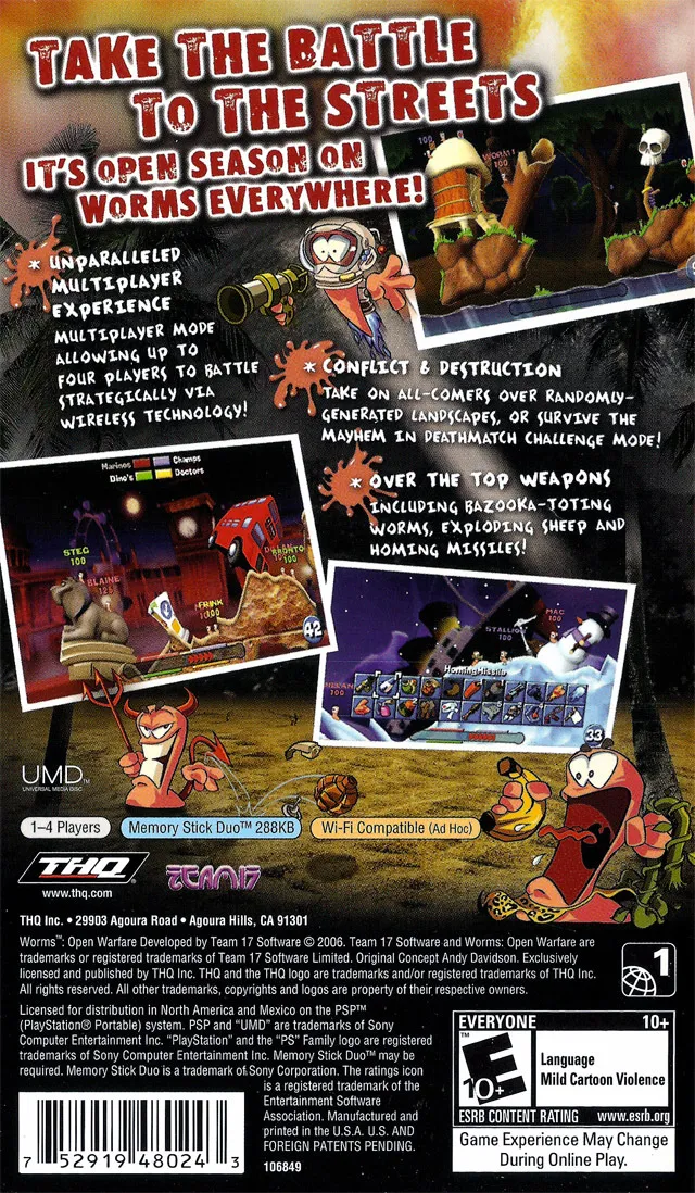Worms: Open Warfare box back