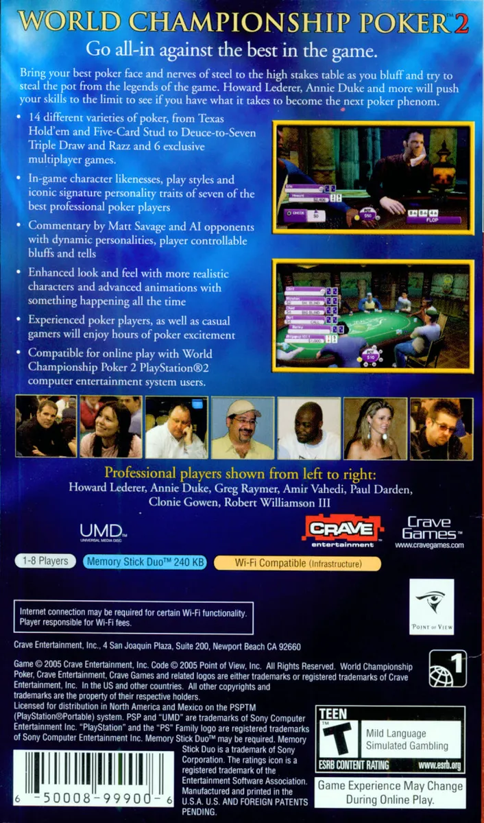 World Championship Poker 2: Featuring Howard Lederer box back