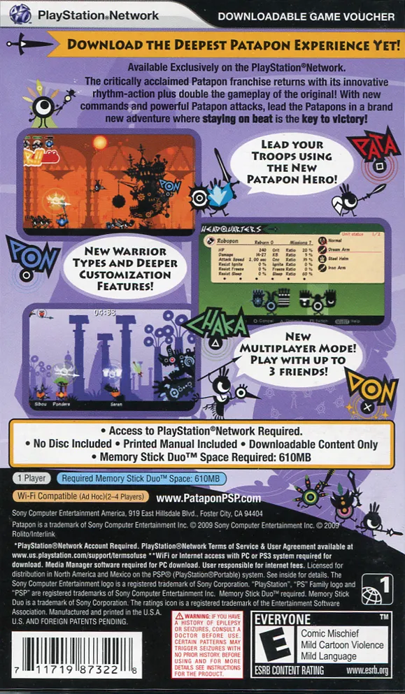 Patapon 2 box back