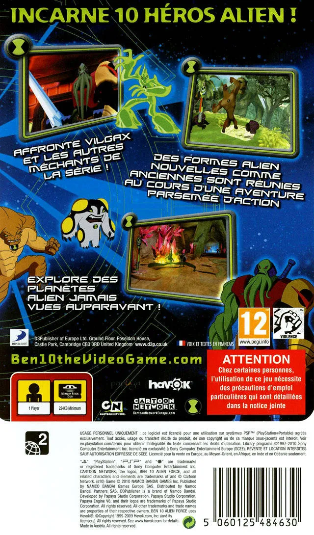 Ben 10: Alien Force: Vilgax Attacks box back