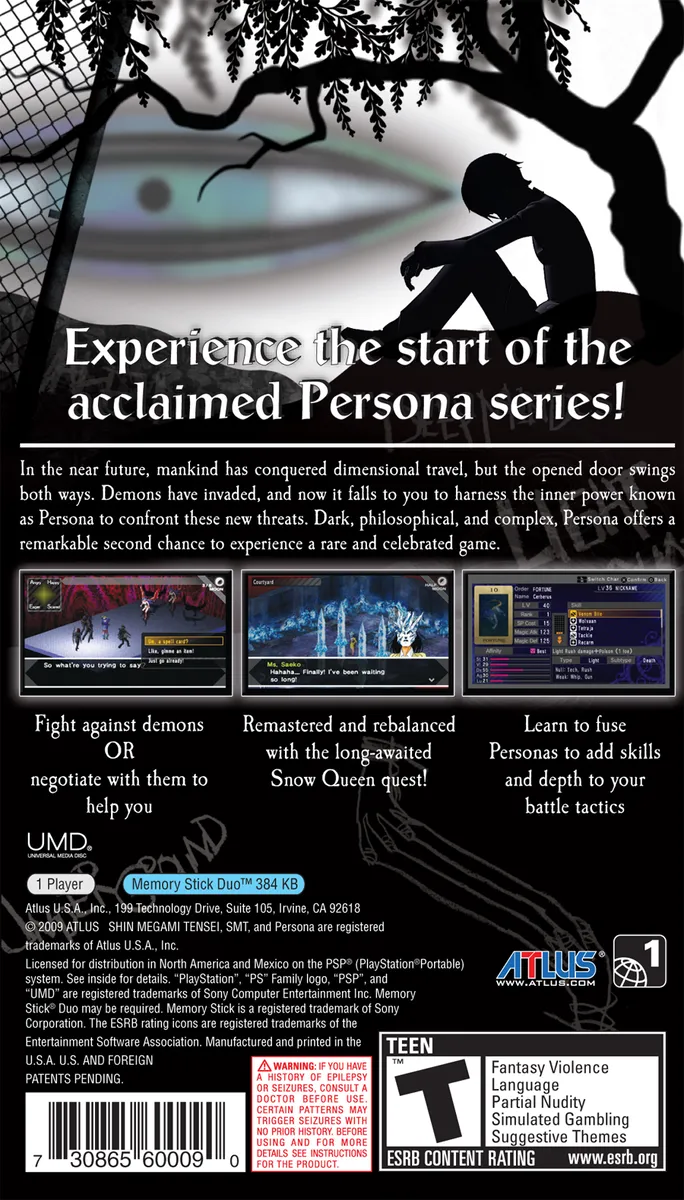 Shin Megami Tensei: Persona box back