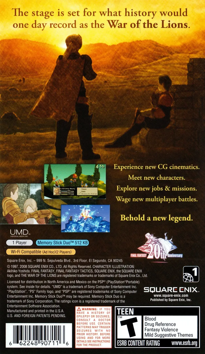 Final Fantasy Tactics: The War of the Lions box back