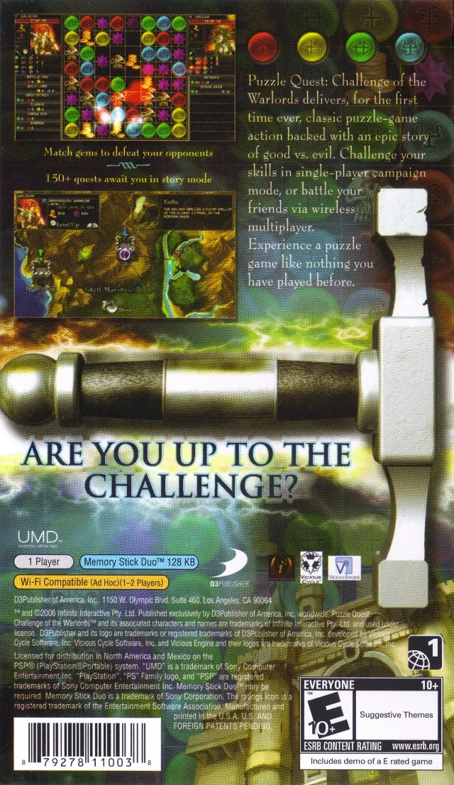 Puzzle Quest: Challenge of the Warlords box back