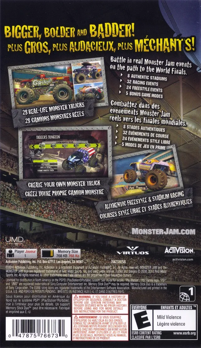 Monster Jam: Path of Destruction box back