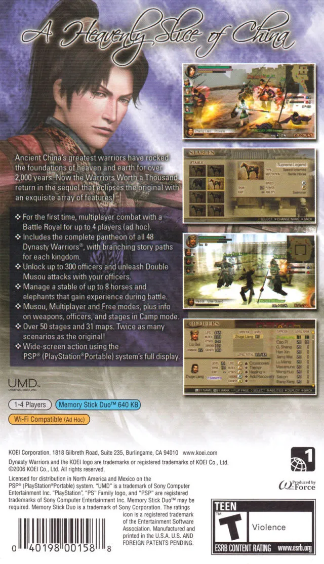 Dynasty Warriors Vol. 2 box back