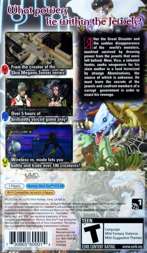 Monster Kingdom: Jewel Summoner box back