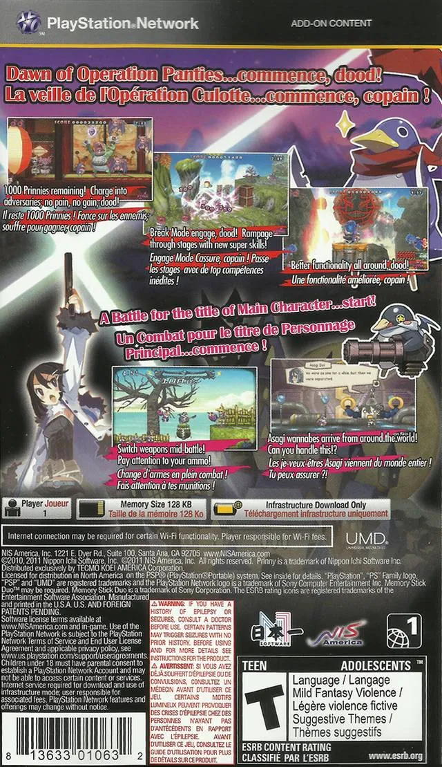 Prinny 2: Dawn of Operation Panties, Dood! box back