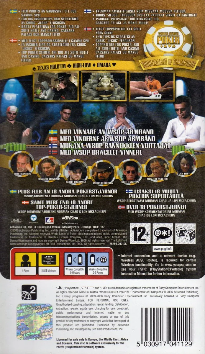 World Series of Poker: Tournament of Champions: 2007 Edition box back