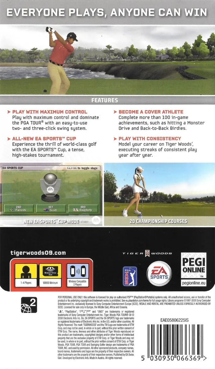 Tiger Woods PGA Tour 09 box back