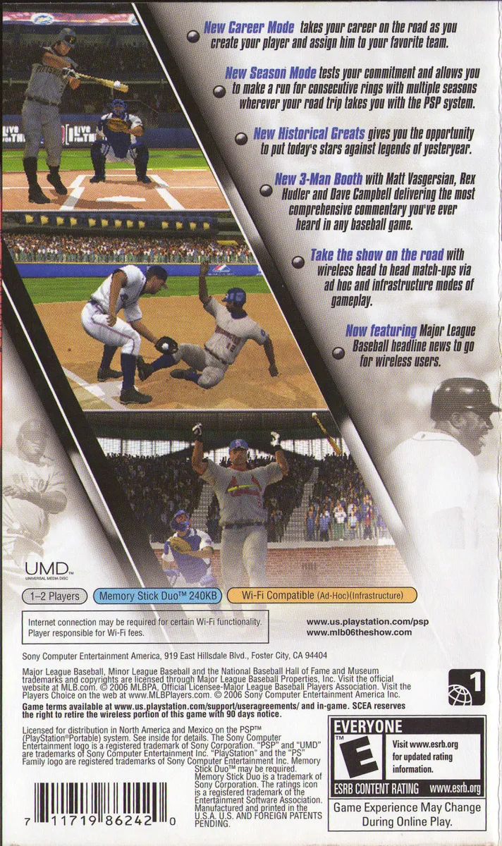 MLB 06: The Show box back